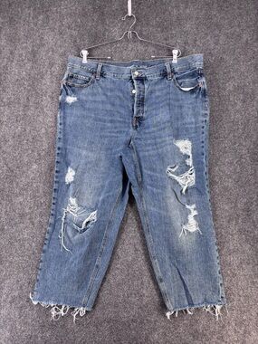 Old Navy High Rise Slouchy Straight Distressed Jeans Women’s Plus 20 Button Fly